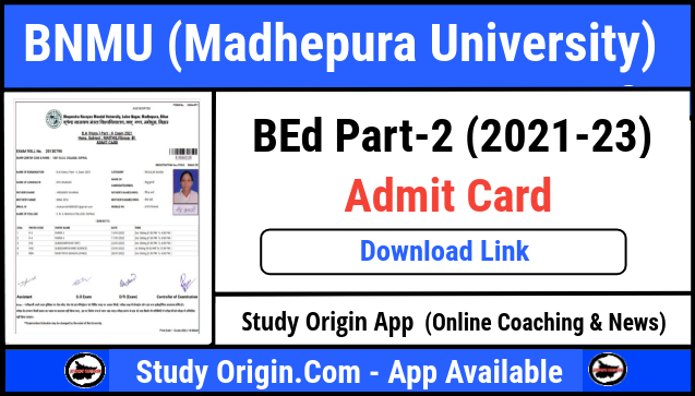 BNMU BEd 2nd Year Admit Card 2023 for Session 2021-23
