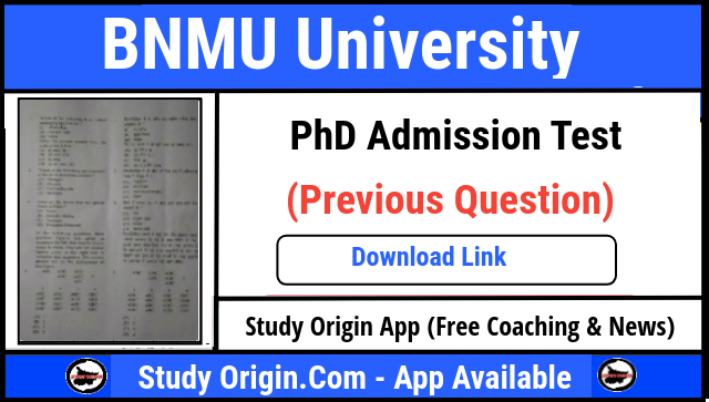 BNMU PhD Admision Test Exam Previous Year Question Paper