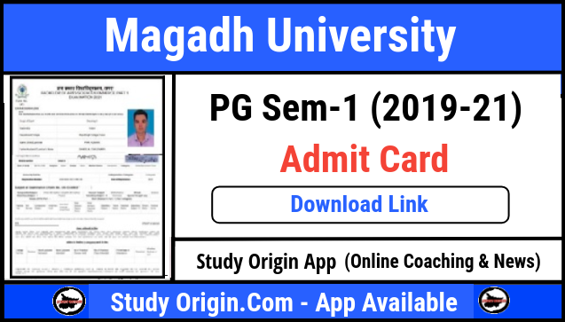 Magadh University PG 1st Semester Admit Card 2023 for Session 2019-21