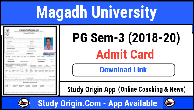 Magadh University PG 3rd Semester Admit Card 2023 for Session 2018-20