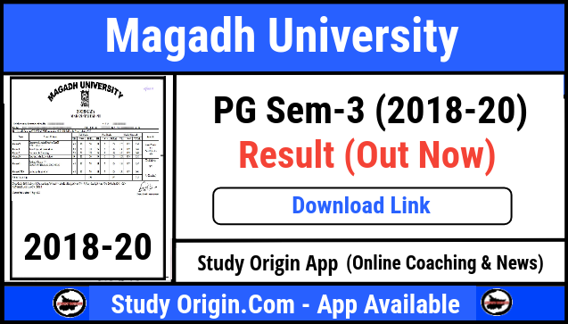 Magadh University PG 3rd Semester Result 2023 Session 2018-20