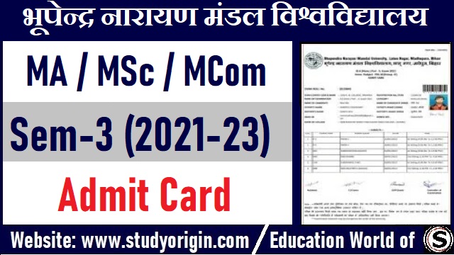 BNMU PG 3rd Sem Admit Card 2023 MA MSc MCom 2021-23