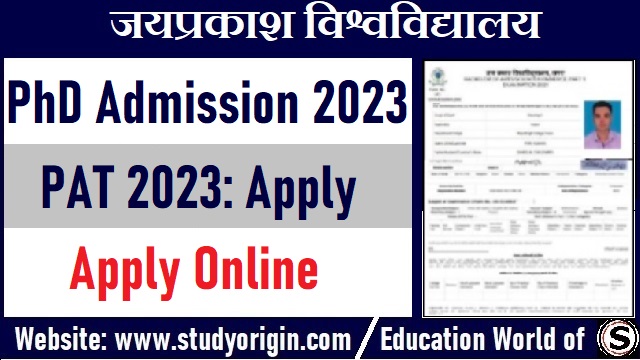 JPU PhD Admission 2023 PAT Apply Online