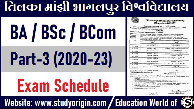 TMBU 3rd Year Exam Schedule 2023 BA BSc BCom 2020-23