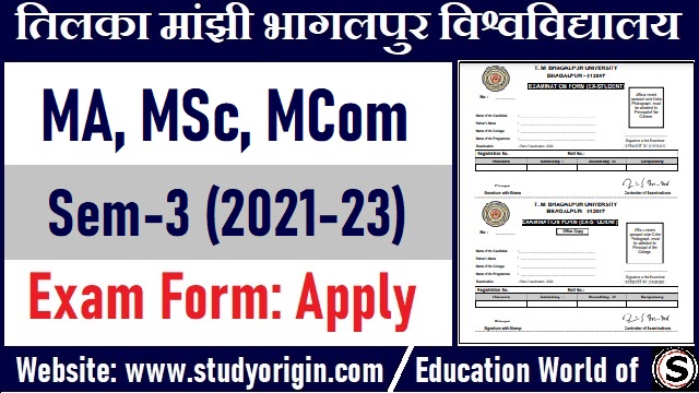 TMBU PG 3rd Sem Exam Form 2023 MA MSc MCom 2021-23