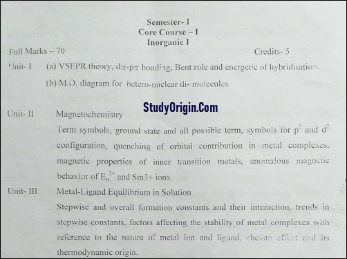 University MSc Chemistry 1st Sem Syllabus Download Link