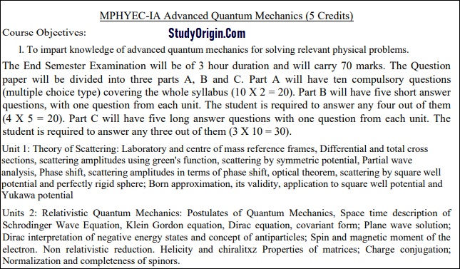 University MSc Physics 4th Sem Syllabus Download Link