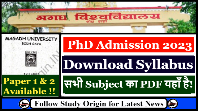 Magadh University PhD Entrance Syllabus 2023