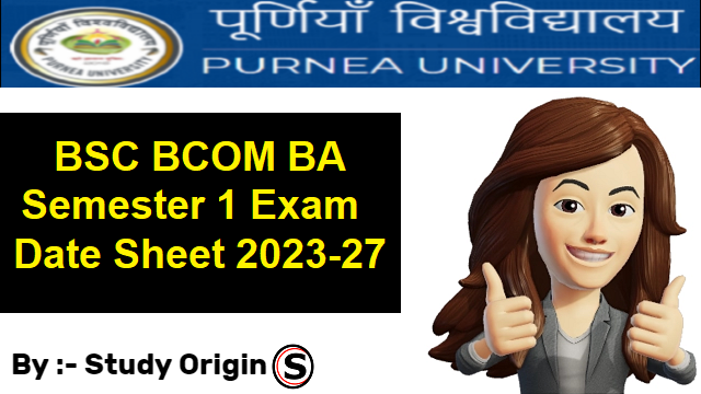 Purnea University UG 1st Semester Exam Date 2023-27
