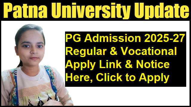 PG (Regular & Vocational Courses Admission 2025-27 Apply Online Link & Last Date