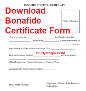 Bonafide Certificate Form Apply Download PDF