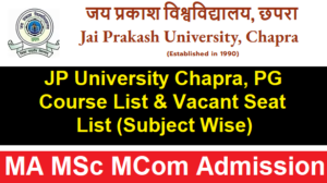 JP University PG Course List & Vacant Seat List (MA MSc MCom Admission)